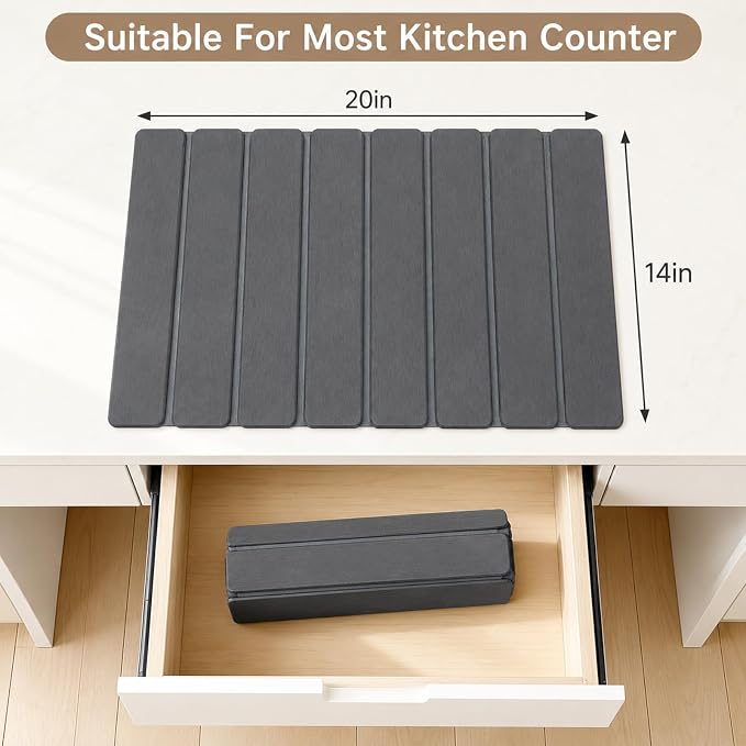 Stone Dish Drying Mat for Kitchen Counter, Thin & Light Quick Dry Stone Dishes - Image 5