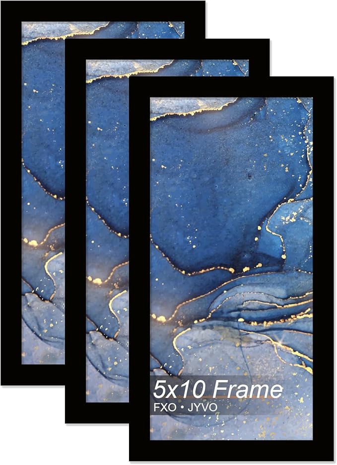 5x10 Picture Frame Set of 3, Black Frame for 5 x 10 Inch Picture Poster Photo, Light Weight and High Transparent 5 by 10 Frame for Wall - 3 Pack/Black/5"x10"