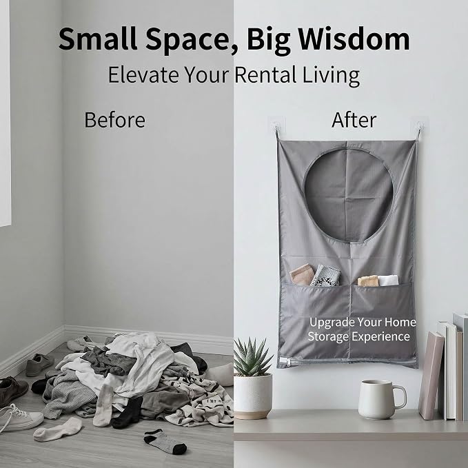 2 Pack Hanging Laundry Bag，Over the Door Laundry Hamper - Image 4