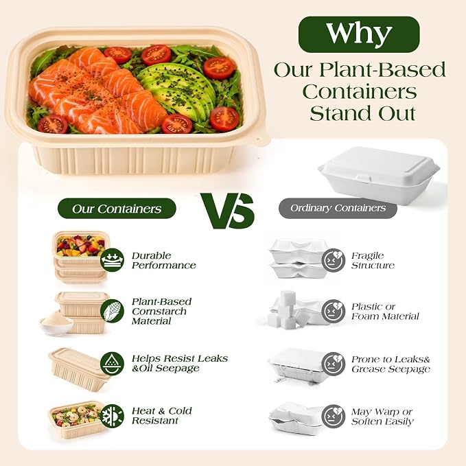 50 Pack Food Containers with Lids, 22oz Meal Prep Containers Reusable - Image 8
