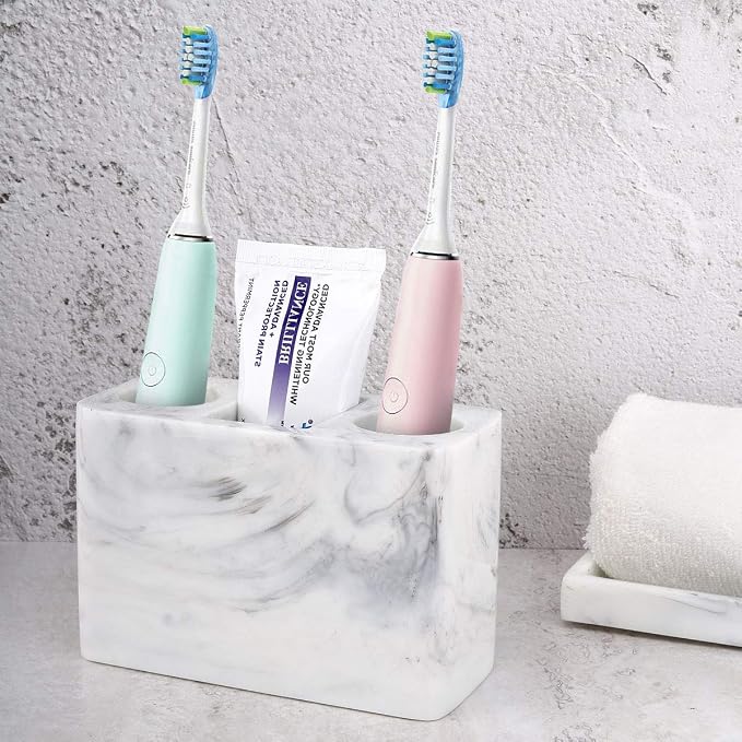 Luxspire Toothbrush Holder, 3 Slots, Ink White | Electric Toothbrush Holder - Image 2