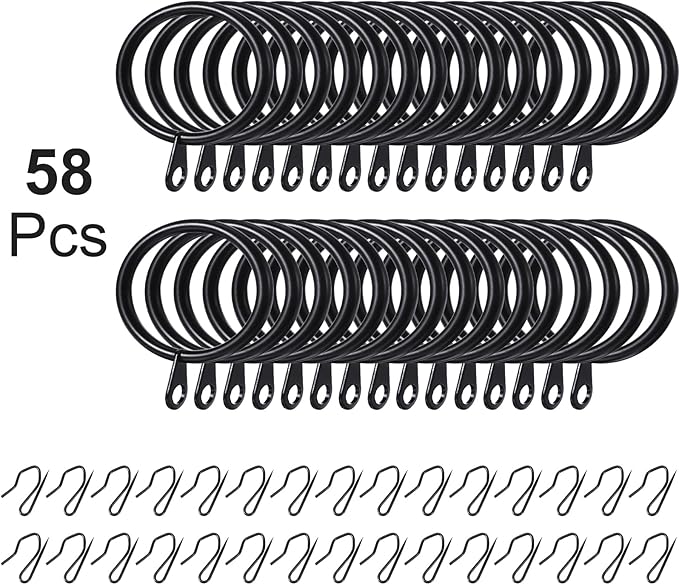 Hotop 60 Pcs 1.26 Inch Curtain Ring and 60 Pcs Pin Hook, Oil-Rubbed Bronze | - Image 4