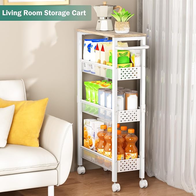 Vivihomety 4-Tier Slim Utility Rolling Laundry Cart - Image 6