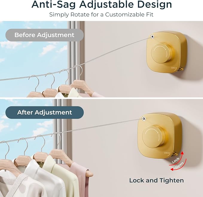 FORIOUS 13.8 Ft Retractable Clothesline, Non-Sagging - Image 5
