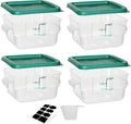 4 Pack Food Storage Containers, 2 Quart with Lids, Square Commercial Containers with Scale, NSF, Polycarbonate, Clear
