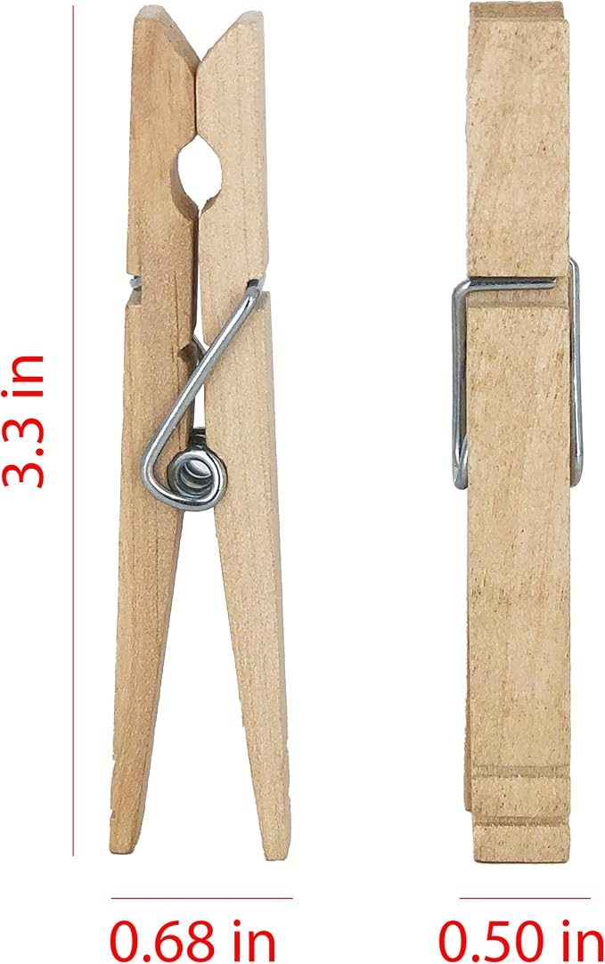 Clorox Wood Clothespins with Spring – Value Pack Set of 50 | Rust Resistant - Image 4