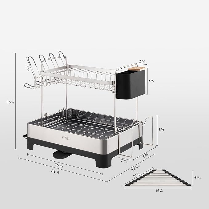 SUNLY 2 Tier Dish Drying Rack, Extra Large Dish Rack, 304 Stainless Steel - Image 6