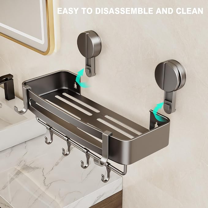 VOLPONE Shower Caddy Suction Cup, 2 Pack Corner Shower Shelves No Drilling - Image 5