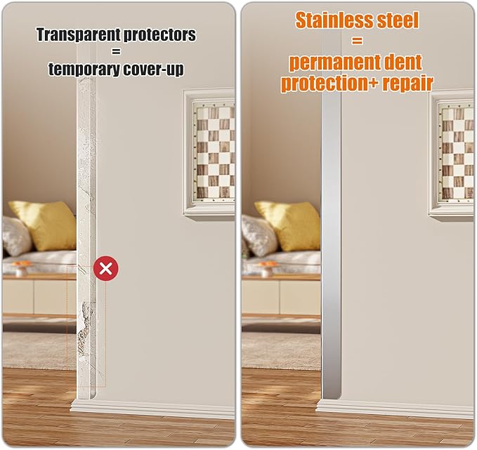 3x3x48 Inch 304 Stainless Steel Wall Corner Guards (10-Pack) Heavy Duty Rounded Corner Protector, Smooth Folded Edge Design for Wall Protection Stainless Steel Slab