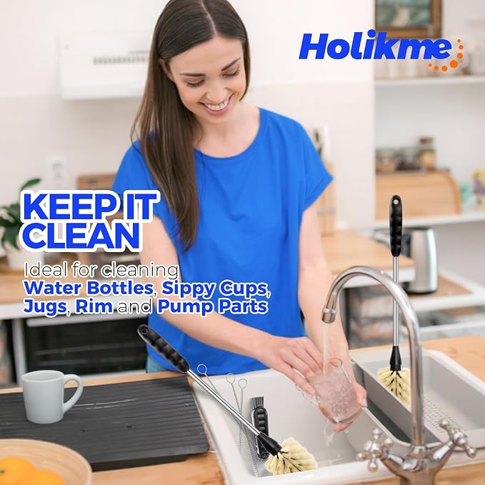 Holikme 6 Pack Bottle Brush 14" Stainless Steel Straw Cleaner Brush, 3 Straw - Image 7