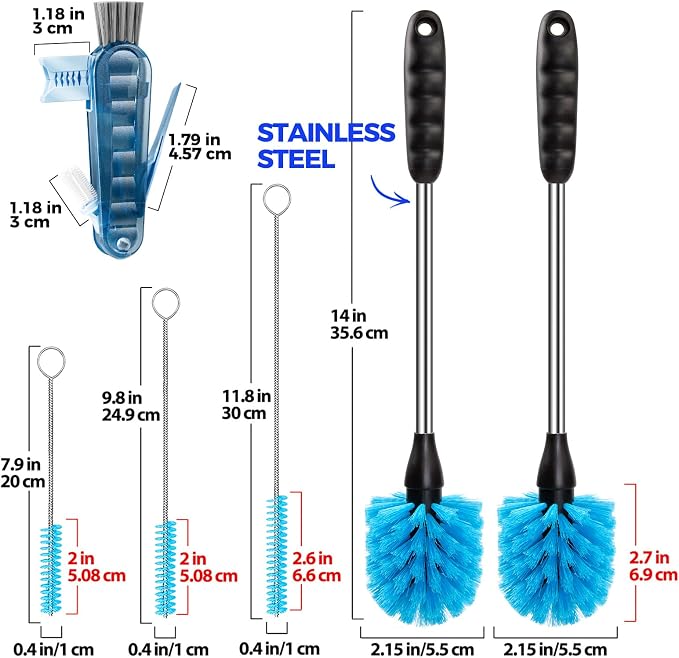 Holikme 6 Pack Bottle Brush 14" Stainless Steel Straw Cleaner Brush, 3 Straw - Image 6