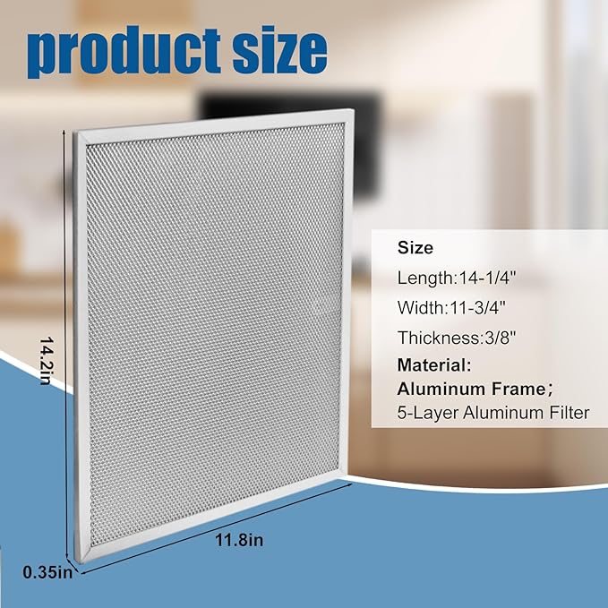 Replacement for Broan BPS1FA30 Grease Filter, 14.2" x 11.8" Aluminum Range Hood Filter Compatible with QS1 QS2 30" Series, Durable Metal Hood Filter- Blocks Grease & Filters Oven Air (2-Pk) by ENKTIK