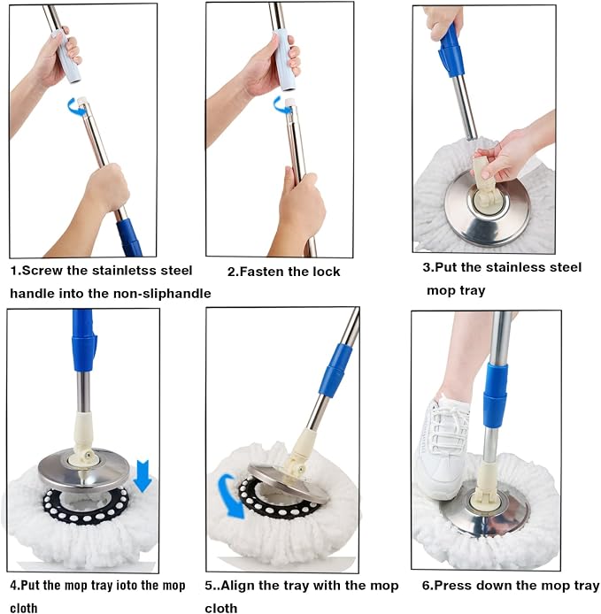 Spin Mop and Bucket with Wringer Set, 3 Mop Refills - Image 3