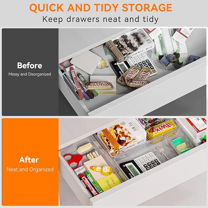 36 Pack Large Clear Plastic Drawer Organizer Bins - Image 5