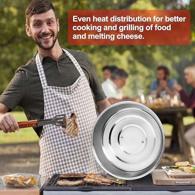 Round Basting Cover - 2 Pieces, 12.2 Inch Metal Steamer Dome Grill Accessories for Blackstone, Cheese Melting Dome for Griddle Cooking & Steaming, Good for Outdoor & Indoor