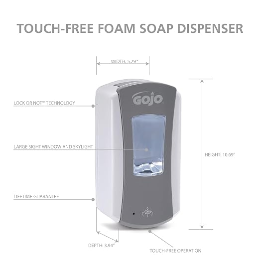 GOJO LTX-12 Touch-Free Foam Soap Dispenser Gray/White 1200mL 1ct - Image 6