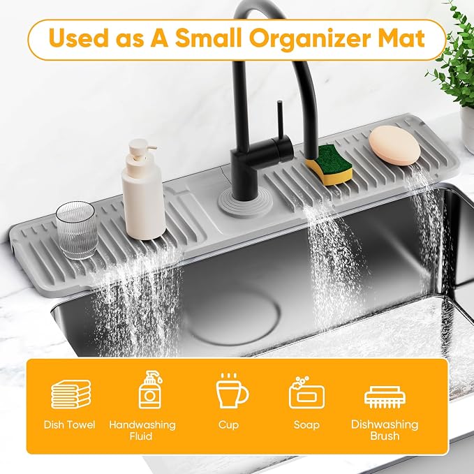 24'' Folding Faucet Mat for Kitchen Sink Splash Guard Kitchen Sink Faucet Mat - Image 8