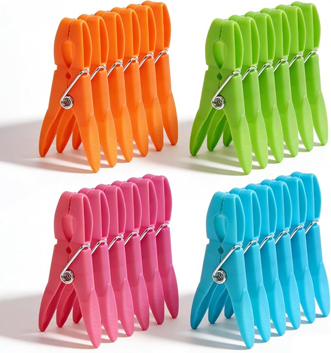 24Pack Colorful Plastic Clothespins Heavy Duty Laundry Clothes Pins Outdoor | by Peoin