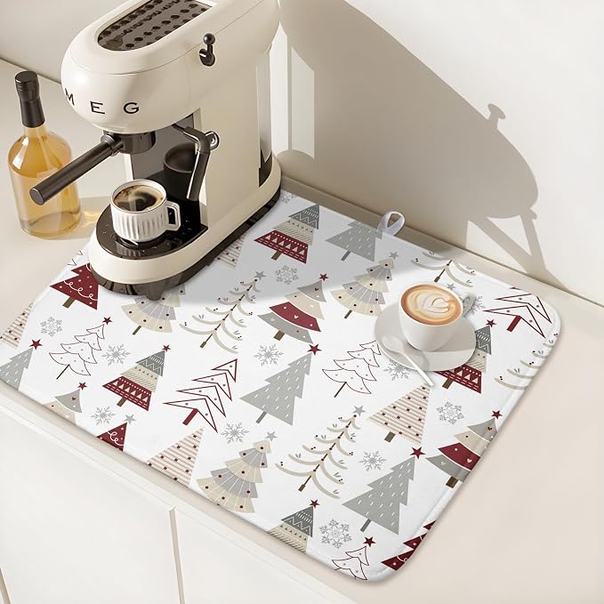 Christmas Tree Dish Drying Mat for Kitchen Counter Christmas Pine Tree Dish - Image 7
