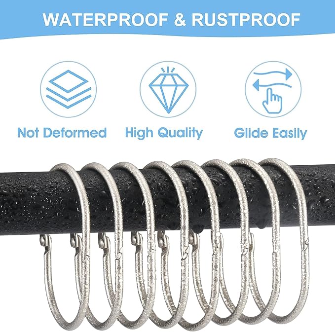 Shower Curtain Rings, Oval Snap Shower Rings - Image 3
