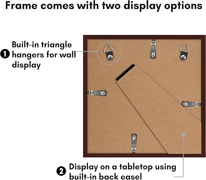 Americanflat 10x10 Picture Frame with Plexiglass - Set of 5 - Use as 8x8 Frame with Mat or Display 10x10 Photo Without Mat - Galleria Collection - Square Frames for Tabletop or Wall - Mahogany