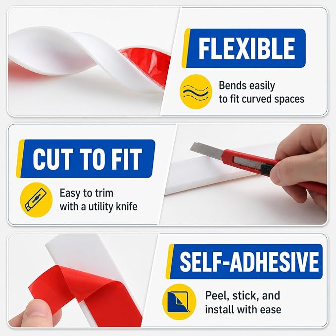 Silicone Shower Threshold Water Dam, Kitchen Sink Splash Guard, Shower Barrier - Image 5