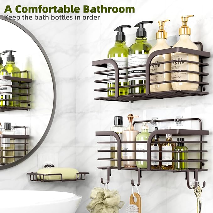 Yougai Shower Organizer with Soap Holder and Hooks - Image 3