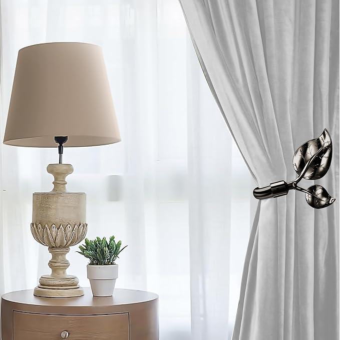 HIKMLK Leaf Shaped Curtain Tieback Holdbacks 2pcs, Handmade Metal Curtain Side - Image 4
