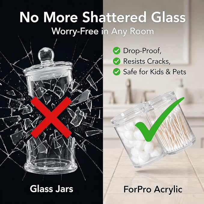 ForPro Clear Acrylic 2-Compartment Apothecary Jar - Image 5