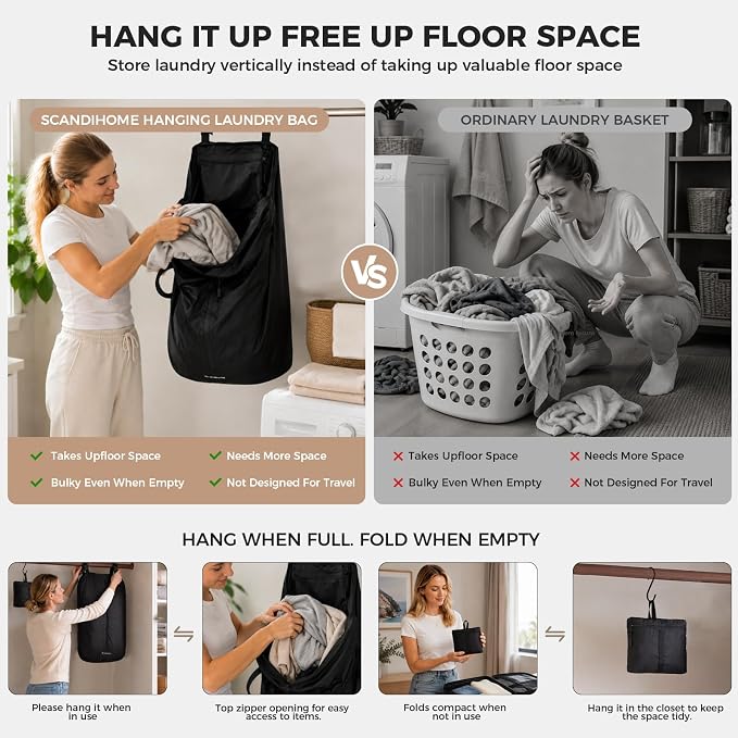 Travel Laundry Bag, Foldable Dirty Clothes Bag - Image 3