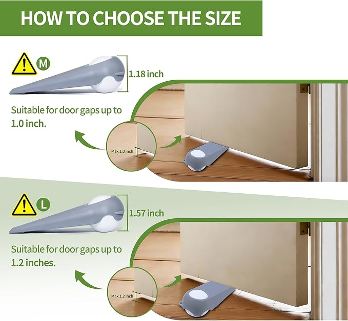 Door Stoppers for Bottom of Door, 2 Pack 5", Rubber Door Stopper Wedges - Image 5