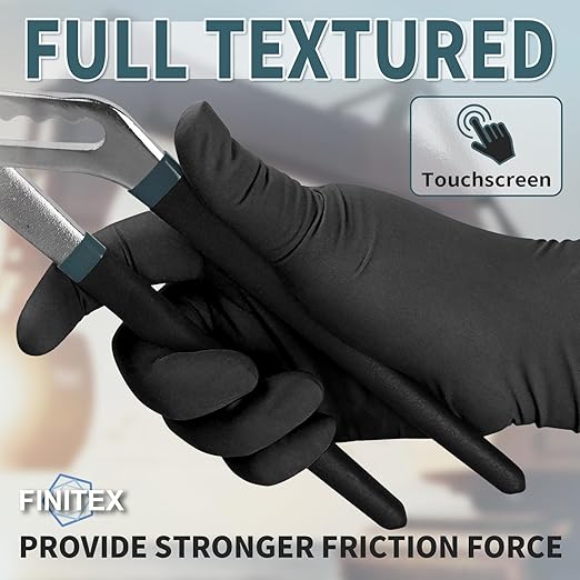 FINITEX - Black Nitrile Disposable Gloves, Powder/Latex-Free, Medical Exam 100 - Image 4