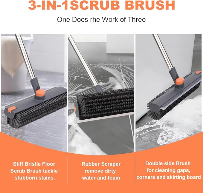 Floor Scrub Brush with 64" Long Handle - Image 3