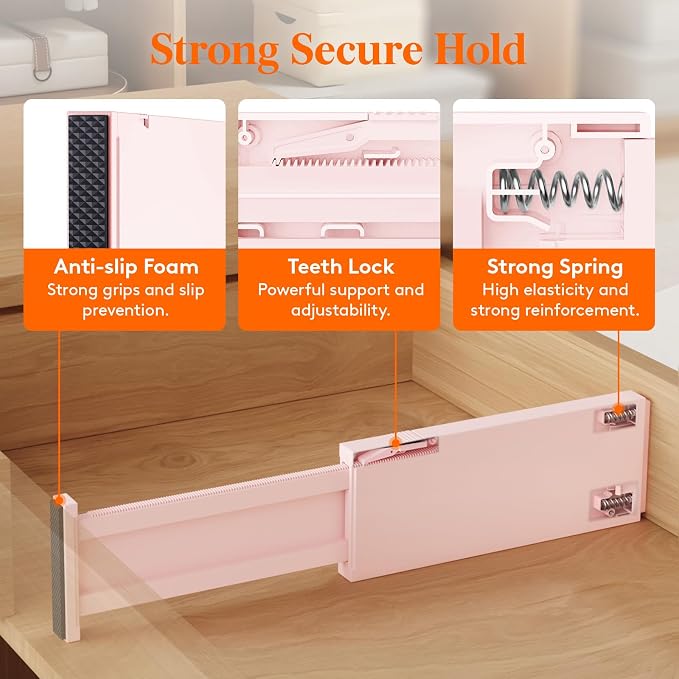 Lifewit 4" High Upgrade Drawer Divider, Adjustable Drawer Organizer Clothes | 6 - Image 3