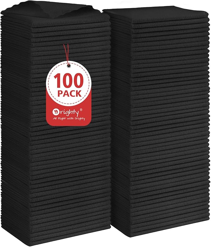 Orighty Microfiber Cleaning Cloth Bulk, 100 Pack, 11.5x11.5 inch, Soft Highly by AllRightinOrighty