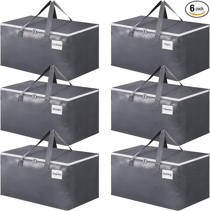 BlissTotes Large Moving Bags, Storage Bags, 76L-6 Pack | Moving Bags by BlissTotes
