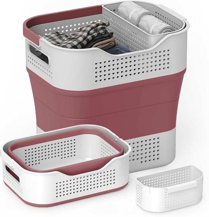 TECHMILLY Collapsible Plastic Laundry Basket Hamper by TECHMILLY