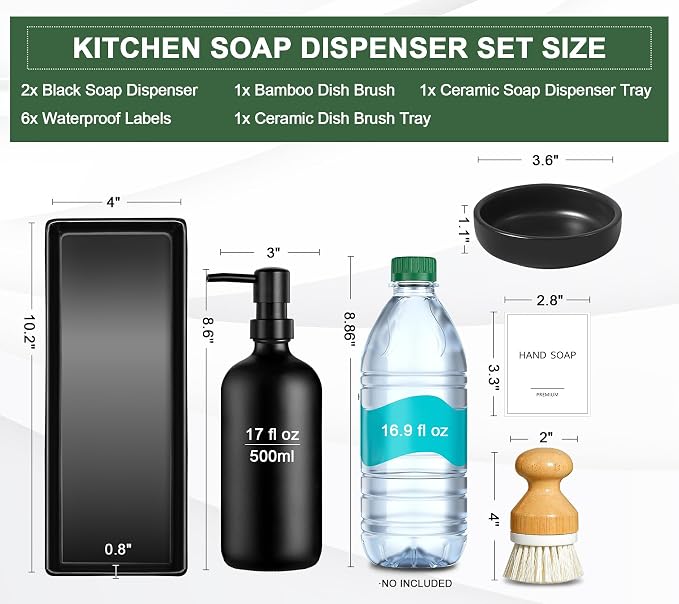 GMISUN Kitchen Soap Dispenser Set, 17 fl oz Dish Soap Dispenser - Image 3
