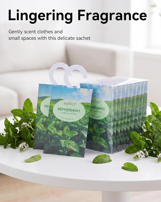 MYARO 12Pcs Mint Sachets Hanging Car Air Freshener, Closet Deodorizer - Image 4