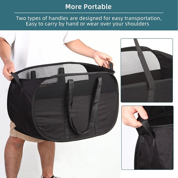 Collapsible Laundry Baskets, Tear Proof Pop Up Laundry Hamper - Image 6