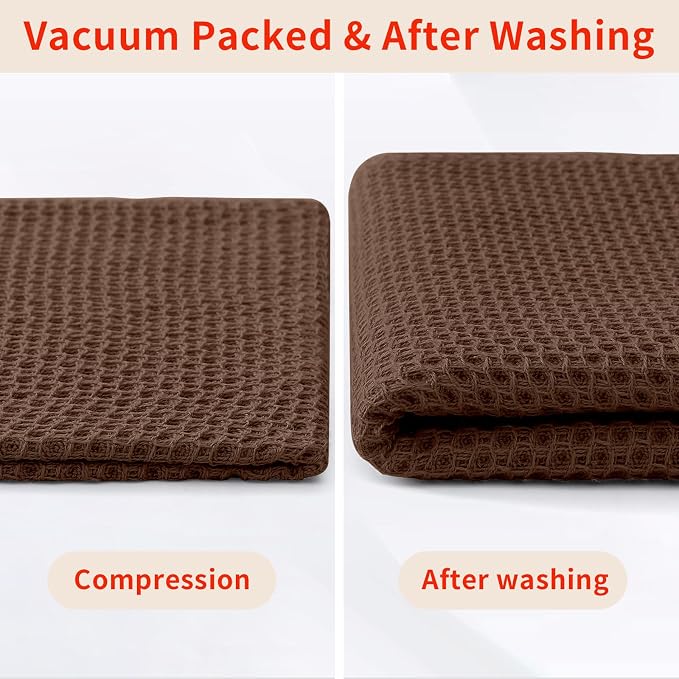 Homaxy 100% Cotton Waffle Weave Kitchen Dish Cloths 6-Pack, Coffee | 12 x 12 - Image 8