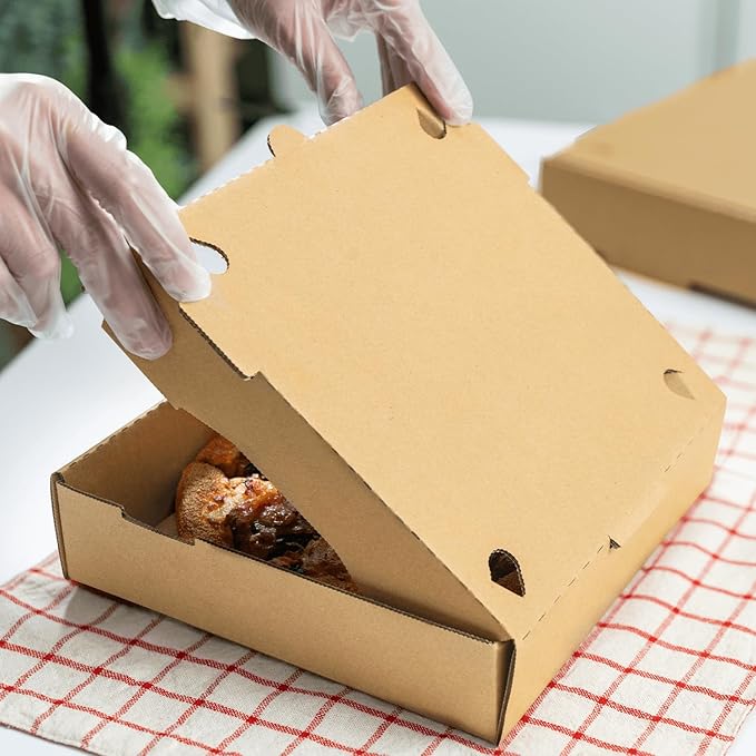 Karat Pizza Boxes 8" x 8" [50 Pack] Kraft Corrugated Boxes | Ventilated, Grease-Resistant, Durable for Pizza or Mailing Use