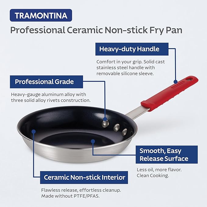 Tramontina Professional 14-Inch Ceramic Non Stick Extra Large Frying Pan, Heavy-Gauge Aluminum Skillet with Ceramic Nonstick Coating, Dishwasher and Oven Safe, Black