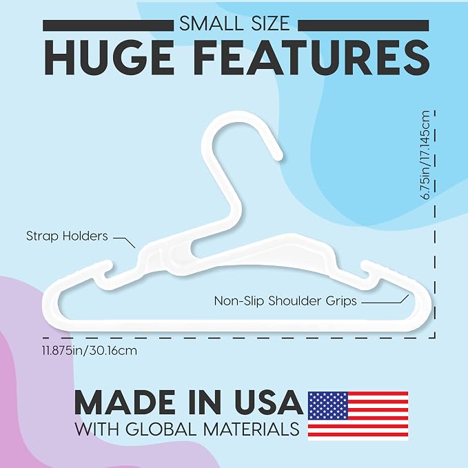 IRIS USA Extra Small Hangers 50 Pack, 11.87" W x 6.75" H, Shoulder Grooves - Image 2