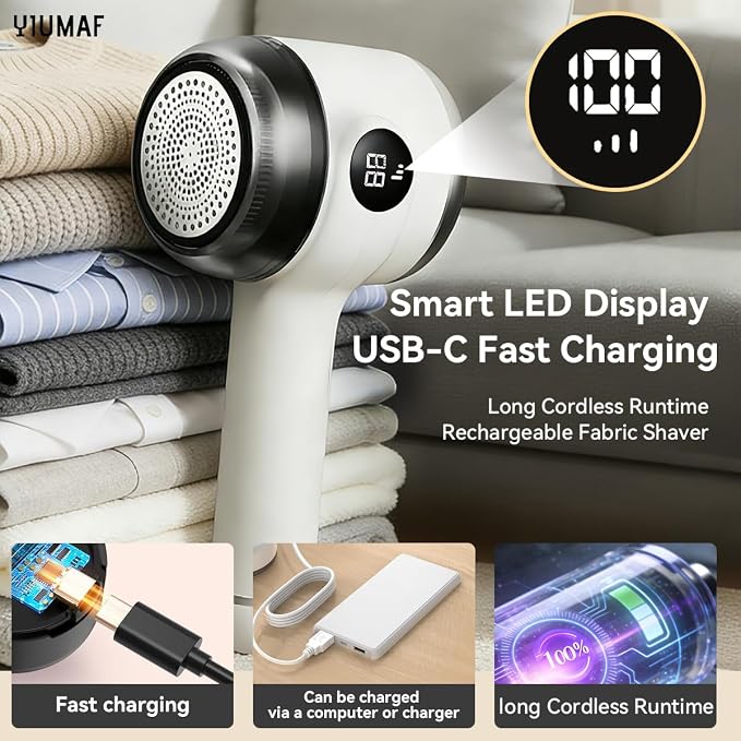 Cordless Rechargeable 2-in-1 Fabric Shaver & Lint Remover - Image 7