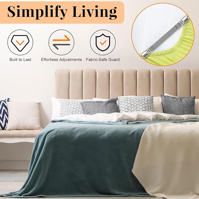 Boao 12 Pcs Bedsheet Strap Elastic Clip, 8-12 Inch Length | Sturdy Metal Clips - Image 9