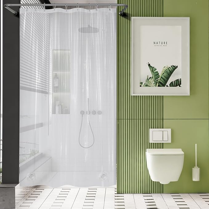 AmazerBath 54x72 Shower Curtain Stall, Plastic Small Shower Curtain Clear by AmazerBath