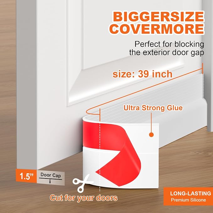 Door Draft Stopper, Door Sweep for Bottom of Door, Weather Stripping Door Seal - Image 8