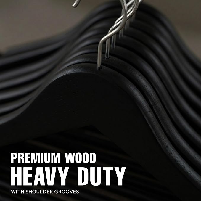 Utopia Home Wooden Hangers 90 Pack – Slim Suit Hangers Black | 360° rotatable - Image 6