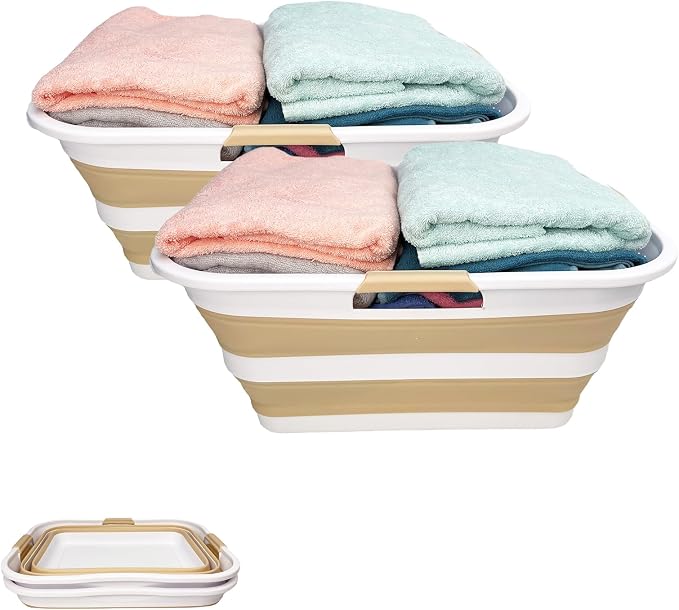 SAMMART 42 Collapsible Plastic Laundry Basket, Foldable Pop Up Storage by SAMMART
